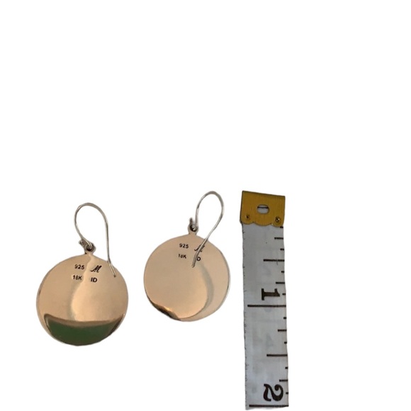 Round Sterling Silver & 18K Gold Pierced Earrings - Picture 4 of 6